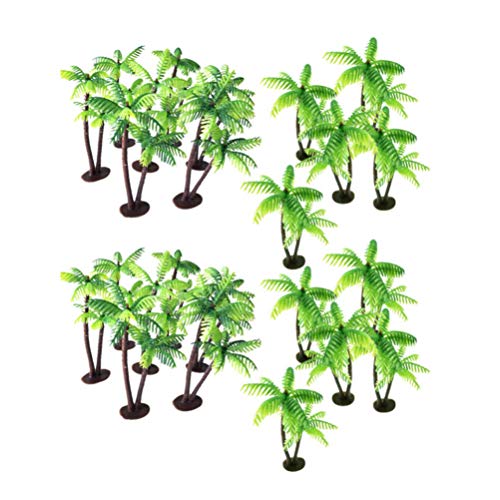 HEALLILY 24pcs Plastic Coconut Palm Tree Miniature Plant Pots Bonsai Mini Coconut Tree