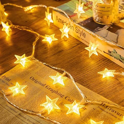 Minetom Star String Lights Battery Operated - 17 ft 50 LED Star...
