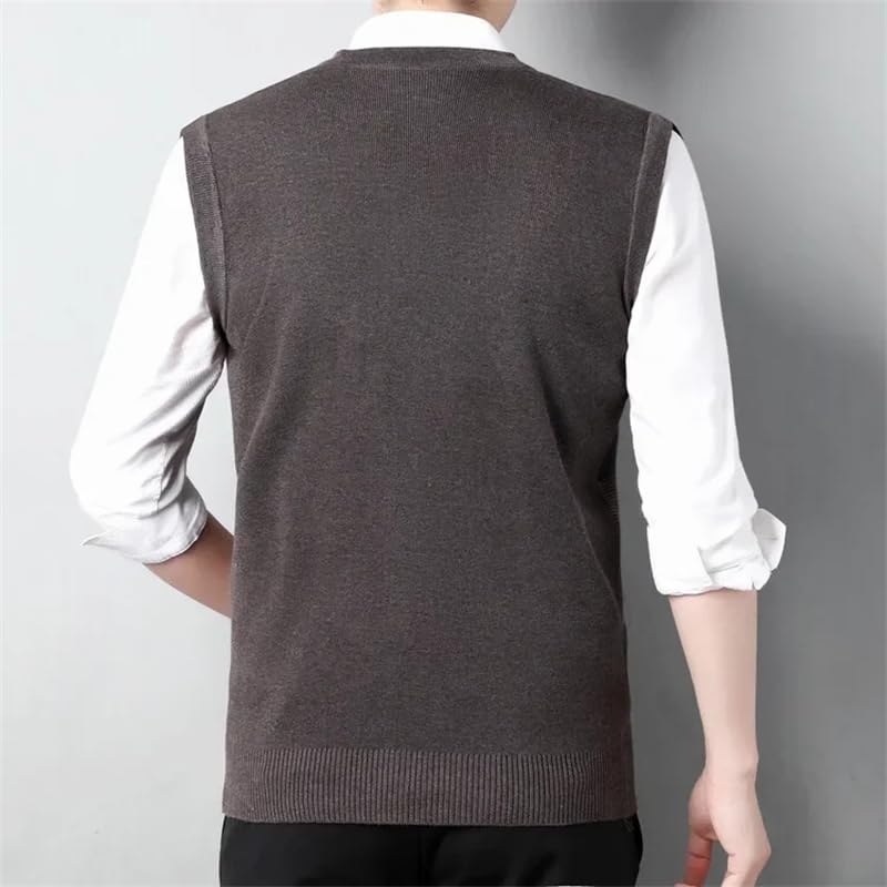 Mens V-Neck Sleeveless Vest Knitwear Business Slim Casual Knitted Waistcoat Sweater Pullover2