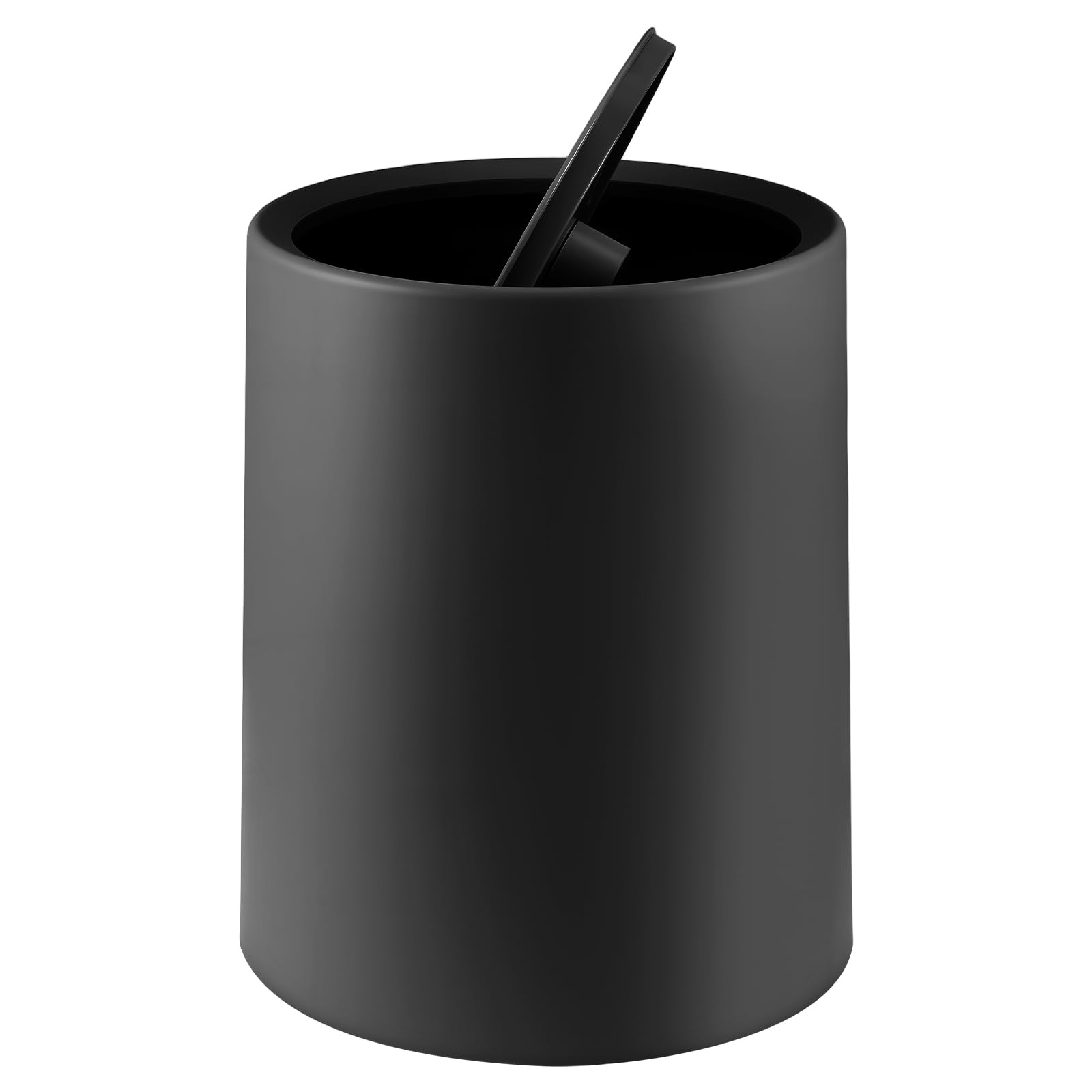 LN COZY CORNER Bathroom Bins with Swing Lid 8L Desk Compact Small Bathroom Waste Bin Space-Saving Bathroom Trash Can Mini Wastebasket for Toilet Office Bedroom Hygienic Black