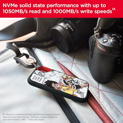 Image of SANDISK 1TB Extreme Portable SSD, Afrofuturism Edition - Up to 1050MB /s, USB-C, USB 3.2 Gen 2, IP65 Water and Dust Resistance, Updated Firmware - External Solid State Drive - SDSSDE61-1T00-GBH