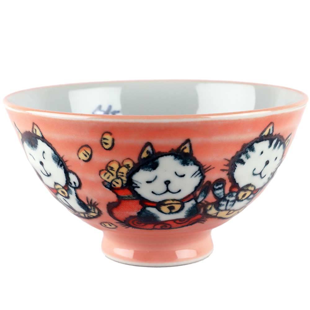 Amazon | 幸運招き猫茶碗 中平 赤 | 美濃のちゃわん屋さん 古林恩羅院