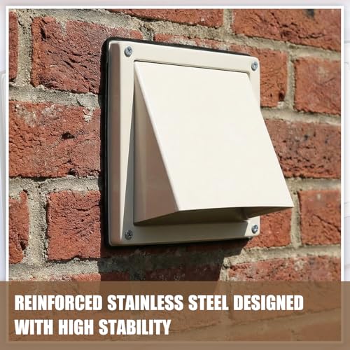 Image of Gisafai 6 Inch Dryer Vent Cover Outdoor with Stainless Steel Screen Tan Wall Dryer Exhaust Vent Cover External Cap Cushioned Non Return Flap with Sealing Gasket Grille, Bird /Insect Proof