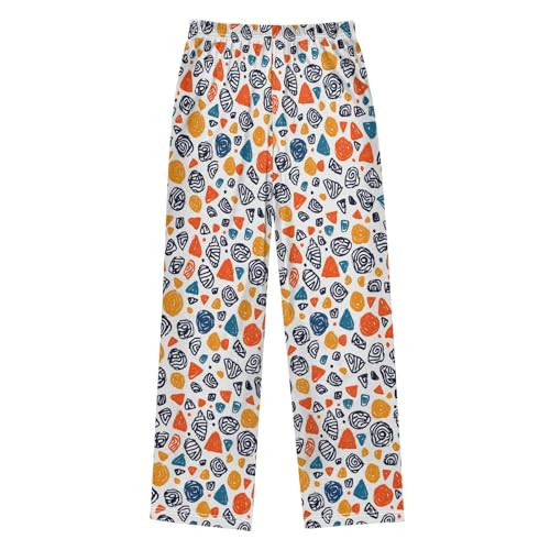 Cartoon Triangle Circle Pajama Pants Lounge Sleep Pants Elastic Waist Long Pajama Bottoms with Pockets for 6-14 Years2