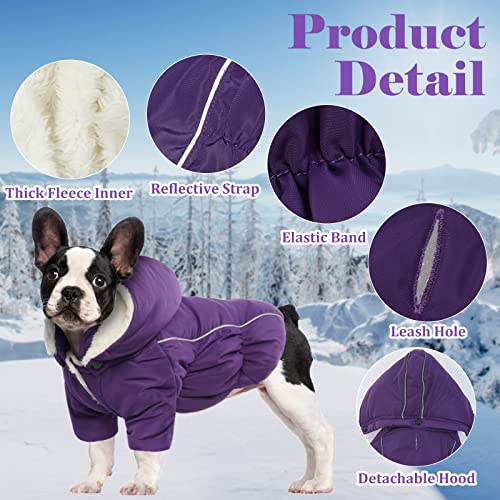Lelepet Warm Dog Fleece Hoodie, Windproof Dog Winter Jacket, Reflective Dog Coat For Cold Weather, Thick Fleece Padded Dog Winter Clothes Vest For Small Medium Dogs, Detachable Hood & Leash Hole #TOP3
