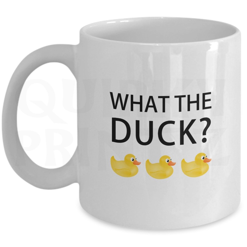 Quirky Printz White Novelty What The Duck Gift Slogan Mug Sk120