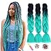 Produktbild Ombre Jumbo Zöpfe Haar Flechten Haar Kanekalon, ShowJarlly Synthetische Haarverlängerungen 24 Puppe (60 cm) 300g / 3Pcs, (B19#Schwarz/Cyan)