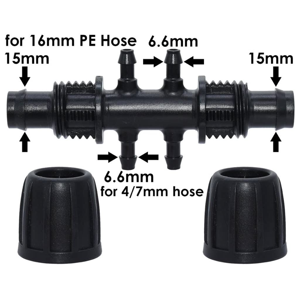16 Mm Auf 4/7 Mm Schlauchverbinder, for Gartenblumen-Bewässerungs-Wasseradapter 6-Wege-PE-Schlauch Auf 1/4 Zoll Mikro-Schlauchverbinder (Color : A-50pcs)