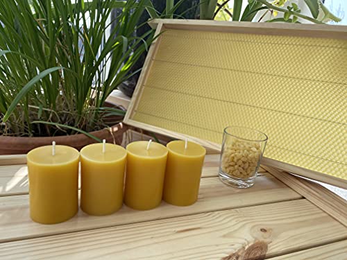 BienenBude I Bienenwachskerzen I 4 Stück 6 x 4 cm I Handgefertigte Stumpenkerzen I Direkt vom Imker