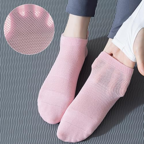 Women's Low Cut Mesh Ventilated Non-Slip Grip Socks For Yoga Pilates Barre Athletic With Non-Skid Bottom2