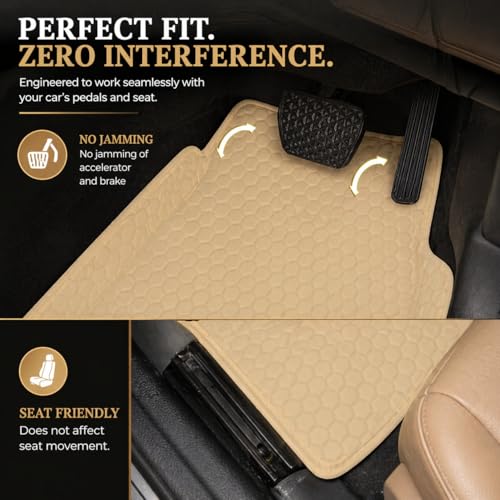 Image of Premium Universal 7D Car Floor Mat Compatible with Tata Curvv 2024-2026 | Waterproof | Anti-Slip | Luxury Premium Leather Car Mat | Full Coverage | All Weather | Car Foot Mats - (Beige)
