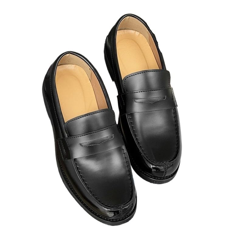 Men's Patent Leather Slip-on Dress Shoes Classic Round Toe Shiny Checkered Comfortable Dress Loafers(10)