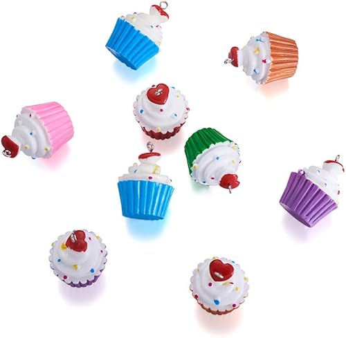 Miniatura 1 de 10 colgantes de resina para tartas de postre, cuentas colgantes con pasador de ojo de tornillo para llaveros, collares, suministros de joyería