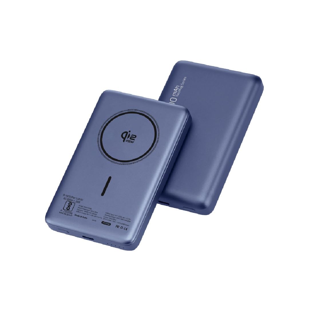 Neopack Rapid Pro Magsafe Power Bank 10000 mAh with 25W Fast Wireless Charging | QI2 Technology | LED Indicator | Srong Magnetic Hold | USB-C in & Output Compatible with iPhone 12 & New Models (Blue)-image-19