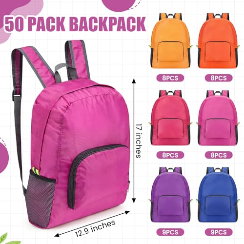 Image of Eccliy 50 Pack Backpacks Bulk 17 Inches Back Pack Basic Backpack for Adult Lightweight Outdoor Travel Bookbags(6 Vibrant Color)