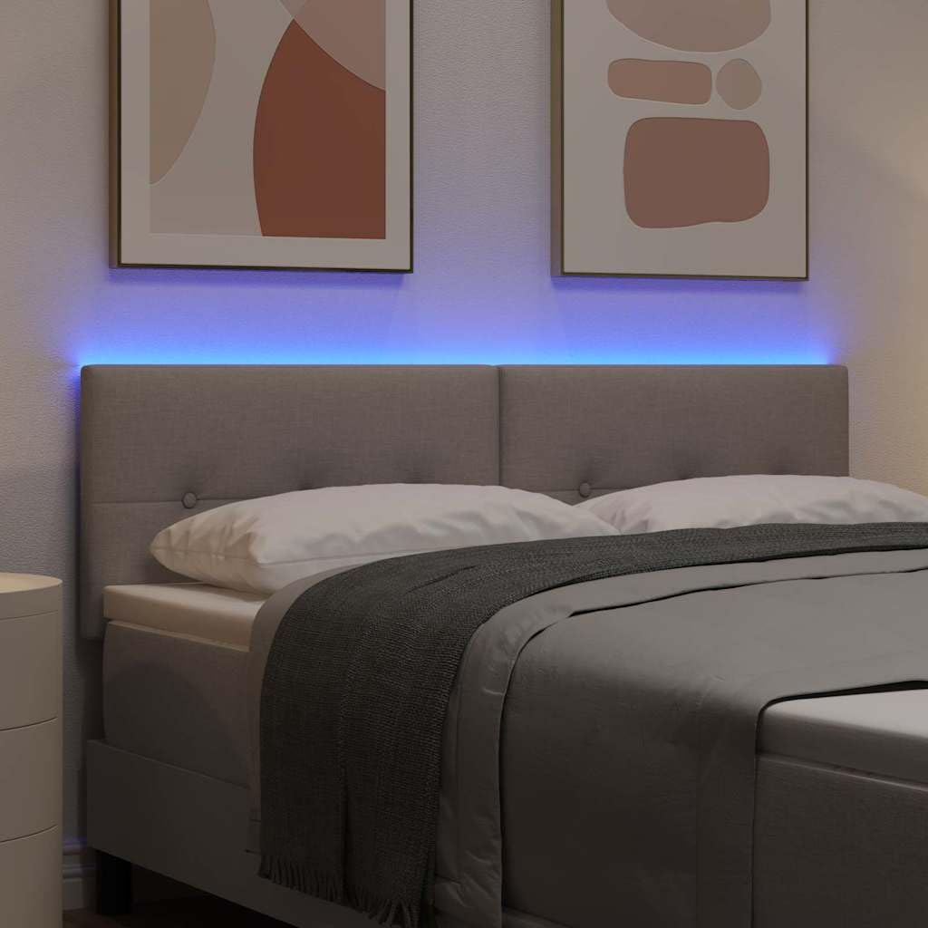 vidaXL Cabecero LED con Tiras LED con cabecera Taupé 144 cm Tela, Innovación en Dormitorio, cabecera Moderna, decoración versátil, luz Ambiental, Refugio para Descansar, Elegancia Artesanal