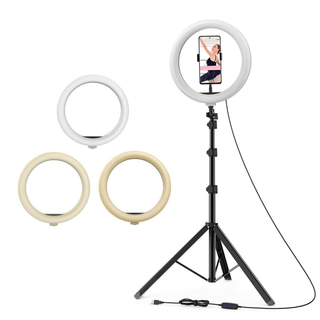 STRIFF 10-inch Ring Light with with 7 Feet Long Foldable and Lightweight Tripod Stand | 360° Rotation | Suitable for Mobile Phones & Camera, YouTube, Photoshoot, Videography and Makeup