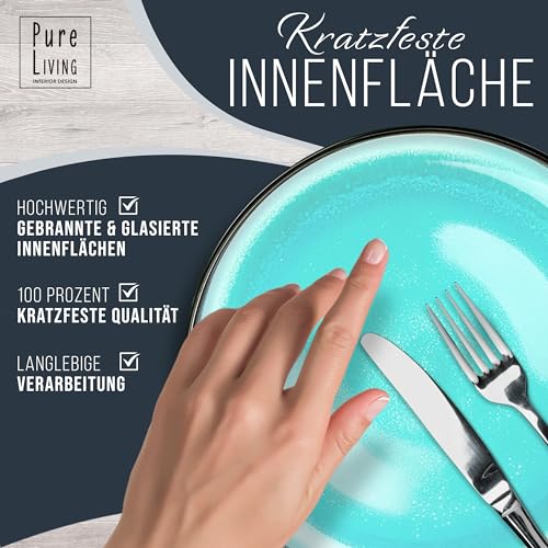 Steingut Geschirrset 6 Personen Ibiza 24-tlg. - Mediterranes Geschirr Set, Spülmaschinen-, Mikrowellen- und Kratzfest - Schüssel- und Teller Set - Essgeschirr Pure Living... – Bild 3