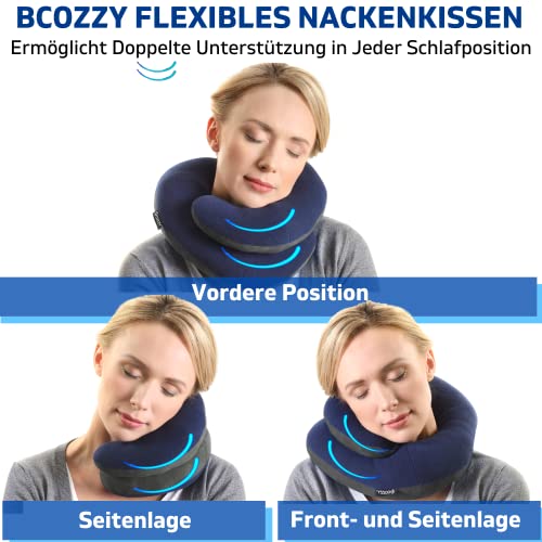 BCOZZY Nackenkissen Für Reisen, Bietet Doppelte Unterstützung Für Kopf, Nacken Und Kinn In Jeder Schlafposition Auf Flügen, Im Auto Und Zu Hause, Bequemes Flugzeug-Reisekissen, Größe Large, Blau - Image 3