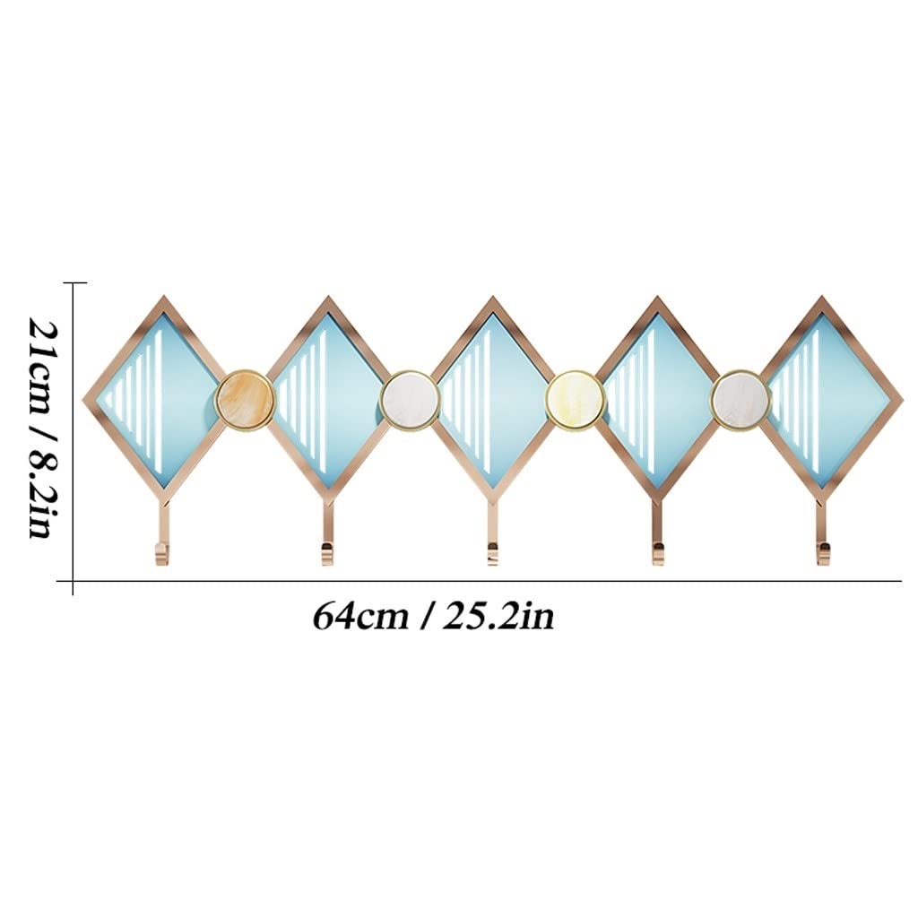 Générique Porte-Serviettes Porte-Manteau Mural Patère Losange Tenture Murale Manteau et Chapeau Chambre Salon Décoration Salle de Bain Porte-Serviettes 5 Crochets pour Couloir Rangement Manteau Croch