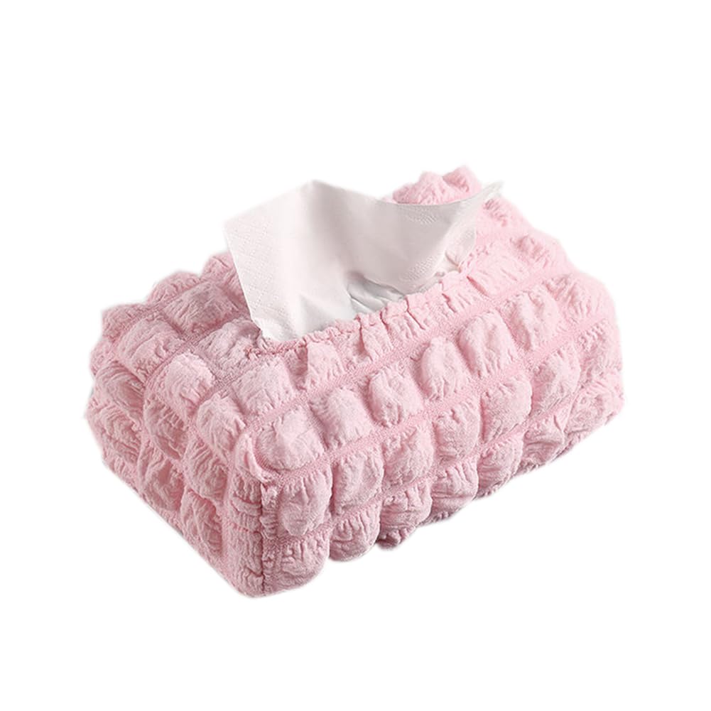 Qinqin Store Girls Pink Cloth Tissue Box Cover Rectangular Tissue Box Holder Dining Room Tissue Box Cover Holder Simple Facial Napkin Holder (, 17×11×6.5Cm/6.69"×4.33"×2.56")