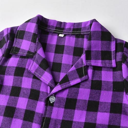 Toddler Girls Boys Plaid 𝐏a𝐣ama Set Button Down Shirts and Shorts Summer Outfits Short Sleeve 𝐏𝗝s Preppy Outfits4