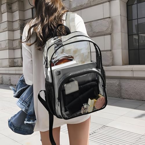 Clear Backpack Wine Retro Art, PVC Transparent Bag with Large Capacity for Boys, Girls, Men, Women, See Through Bookbag for School Work College Travel4