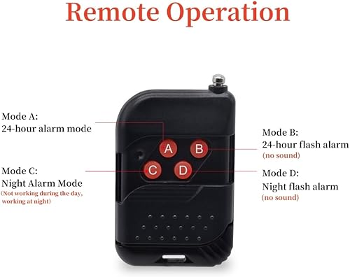 Miniatura 7 de Lancoon Detector de sensor de movimiento al aire libre con alarma solar IP65 resistente al agua 129db alta sirena lámpara estroboscópica con control