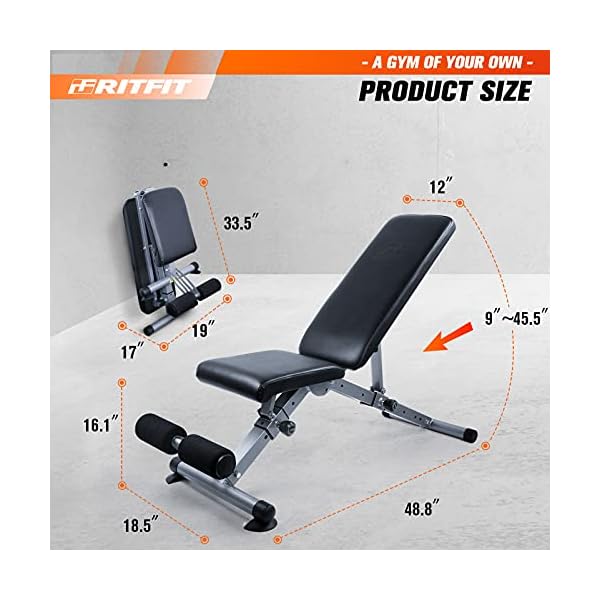 RitFit-Adjustable-Foldable-Utility-Weight-Bench-for-Home-Gym-Weightlifting-and-Strength-Training-Bonus-Workout-Poster-with-35-Total-Body-Exercises RitFit Adjustable/Foldable Utility Weight Bench for Home Gym, Weightlifting and Strength Training - Bonus Workout Poster with 35 Total Body Exercises(PWB01-2023 New Version)