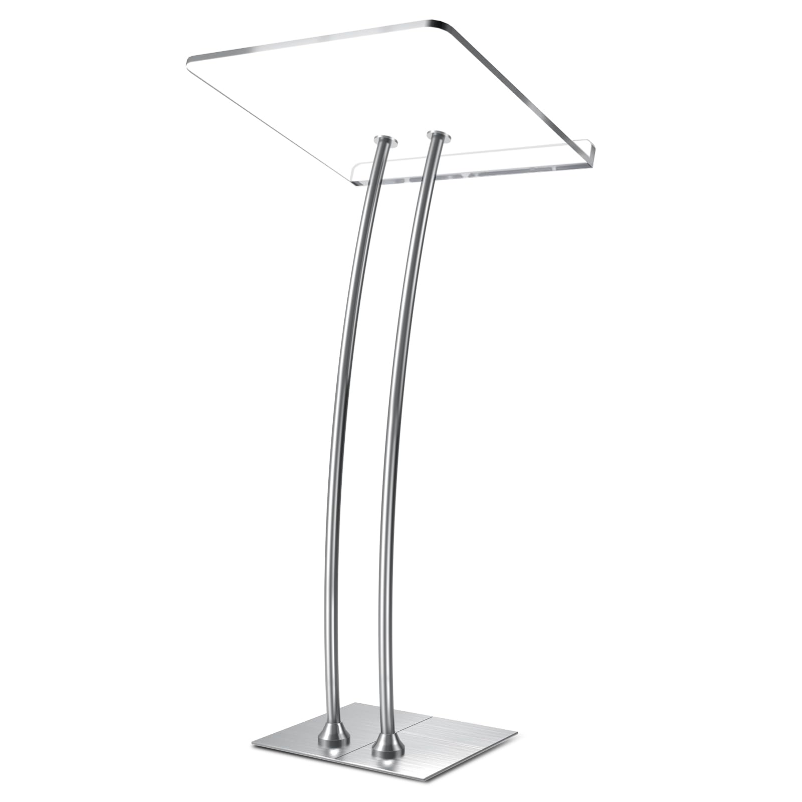 Atril acrílico, púlpito de Iglesia Transparente con Base Estable de Hierro con encimera acrílica Espesada de 10MM, Atril Multiusos para aulas Modernas, conciertos y Bodas, 114cm x 60cm x 40cm