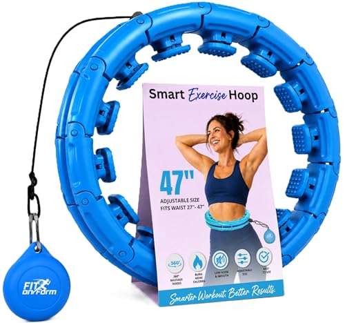 FIT ON FORM Infinity Weighted Hula Hoop for Adults Weight Loss - Smart Exercise Equipment for Home, Adjustable Pilates Circle with 24 Knots (47in) - Fitness Rings for Women, Waist Trainer, Abs Workout