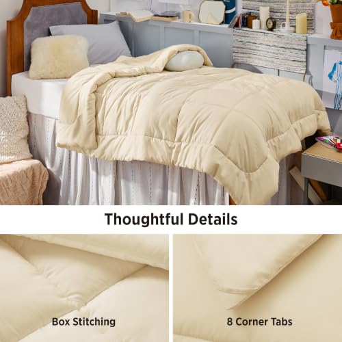 Image of Bedsure Comforter Duvet Insert - Quilted Comforters Twin XL Size, All Season Duvet, GentleSoft Down Alternative Bedding Blanket, with 8 Tabs,Gifts for Women /Men,Cream,Twin XL 92 x 68 Inches