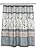 Serafina Home Hotel Quality Fabric Bathroom Shower Curtain: Farmhouse Floral Bordered Damask - Light Blue, Beige, and Grey (72 x 70 inches)