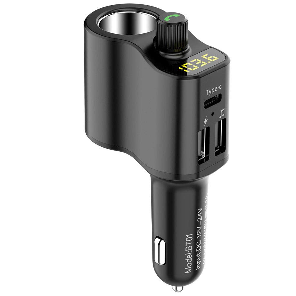 Bluetooth FM Transmitter for Car, Wireless Bluetooth 5.0 in-Car Radio Adapter Car Kit with Handsfree Calling, 2 USB Ports, LED Display, Support TF Card, U-Disk, AUX Output