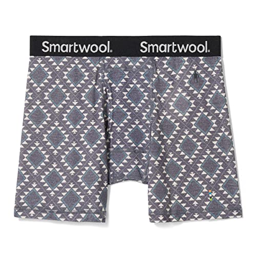Smartwool Men's Merino Print Boxer Brief Boxed Medium Gray Xl