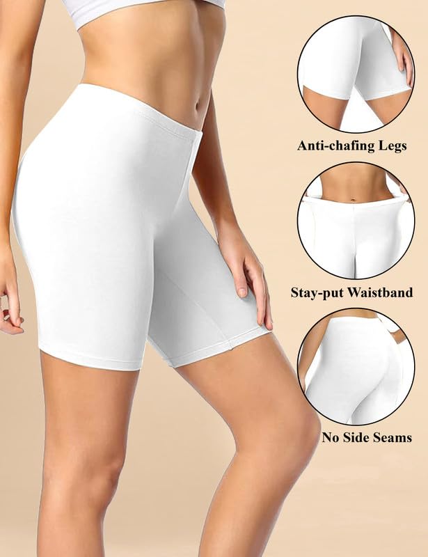 Image of TRENDMALLS Women's High Coverage Super Combed Cotton Elastane Stretch Mid Waist Shorties with Concealed Waistband Cycling Short