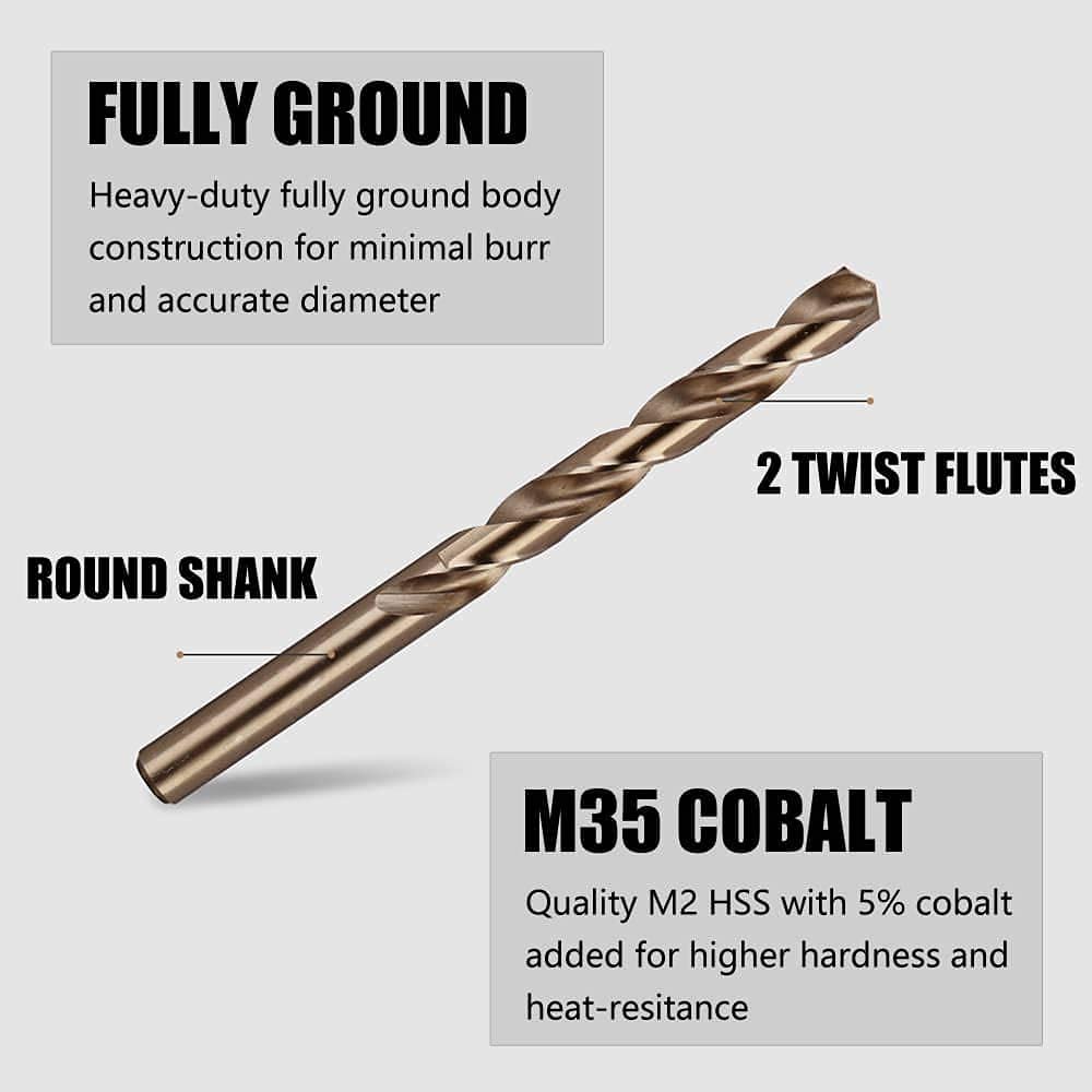 Juego de Brocas helicoidales de vástago Recto de 51 Piezas con Caja de Metal Accesorios de Herramientas eléctricas para Madera de Acero Inoxidable