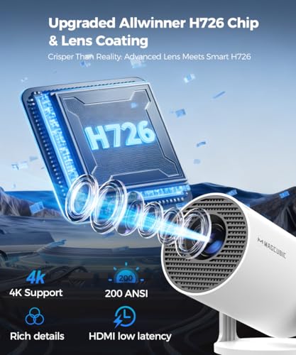 Image of Magcubic Mini Projector with WiFi and Bluetooth, 4K Support Smart Portable Projector, Small Proyector with 200ANSl & AutoKeystone, 180 Rotation HY300Pro Video Proyector for Bedroom, Movie, Outdoor