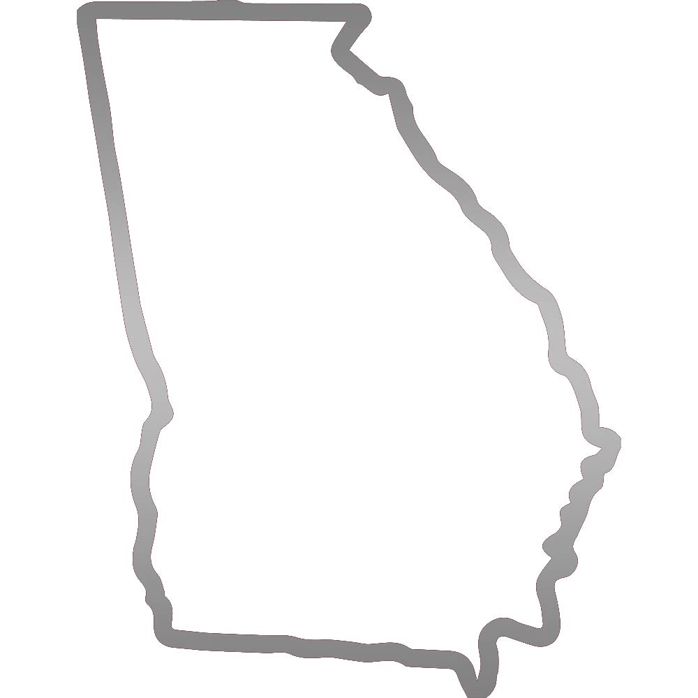 NBFU Georgia Map Outline (Metallic Silver) (Set Of 2) Premium Waterproof Vinyl Decal Stickers For Laptop Phone Accessory Helmet Car Window Bumper Mug