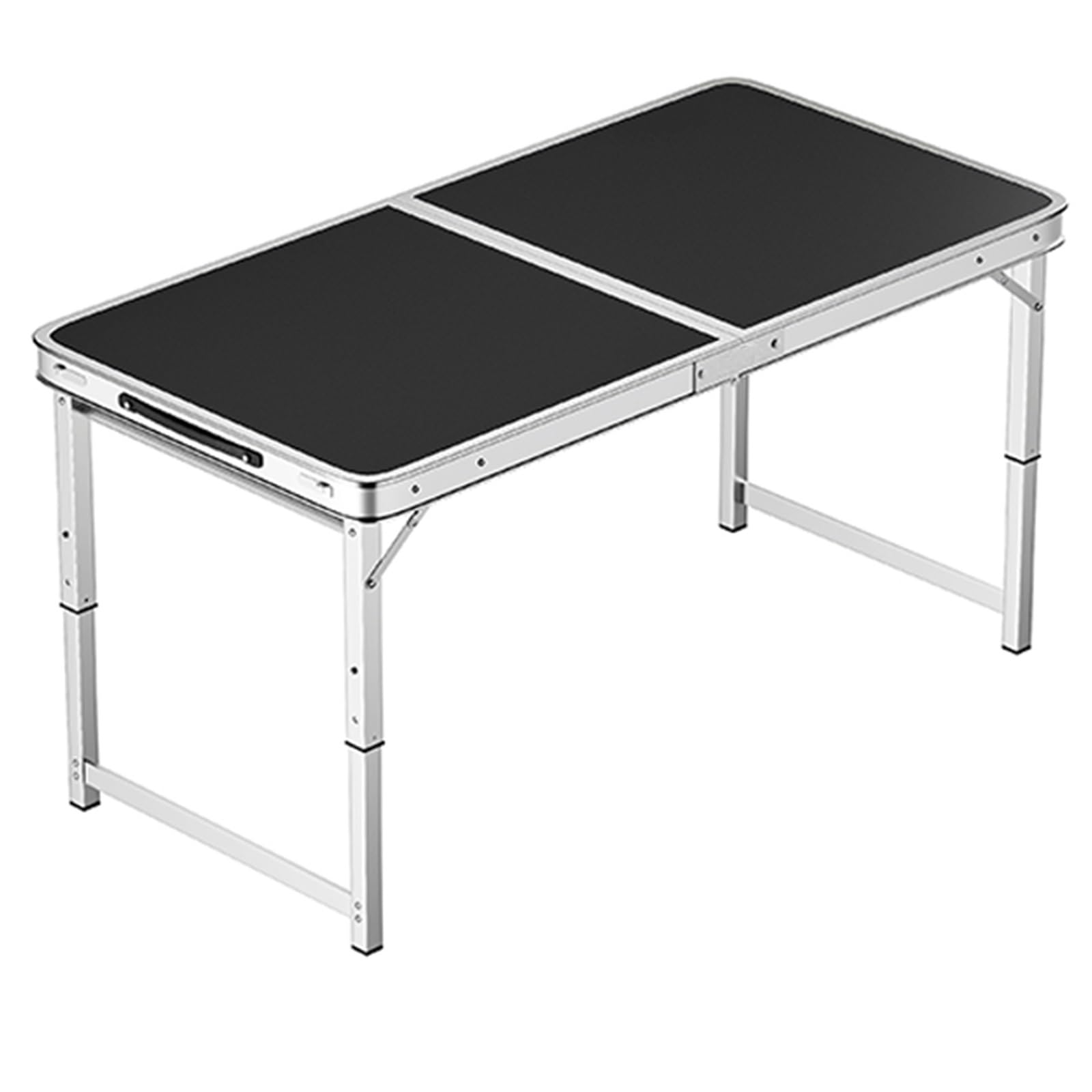 Aluminiowy składany stół o regulowanej wysokości, przenośny stół kempingowy z uchwytem, idealny do cateringu, biura, na imprezę, piknik, ślub, 80 x 50 cm, czarny