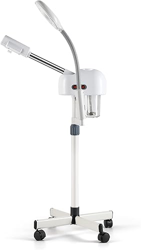 Funnylife Vaporizador facial 2 en 1 con lámpara de aumento 5X, vaporizador facial de aromaterapia para salón de belleza en el hogar, cuidado