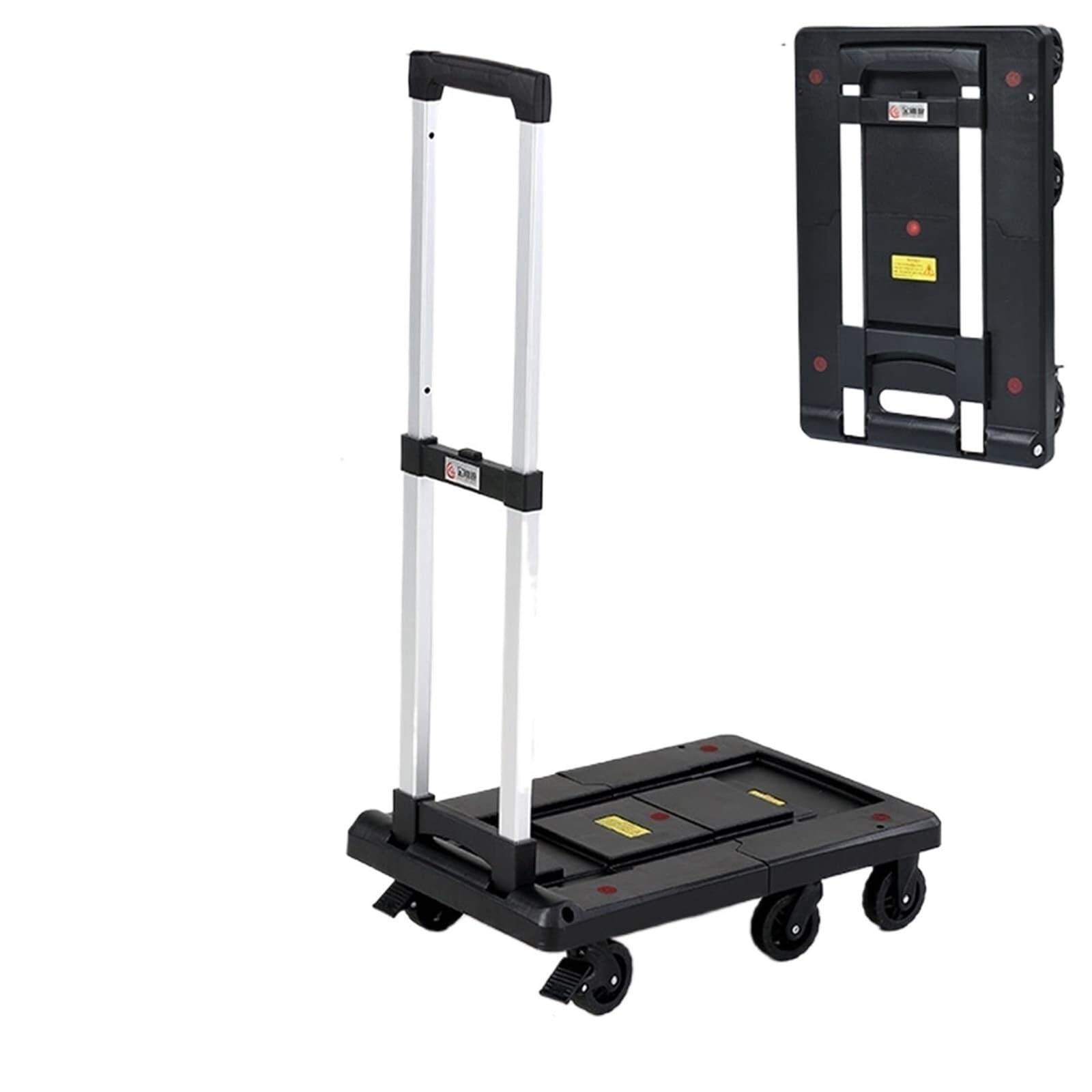 wheelbarrow, Trolley Flatbed Cart Platform Hand Truck Foldable Push With 360 Degree Swivel Wheels(Black,92CM)