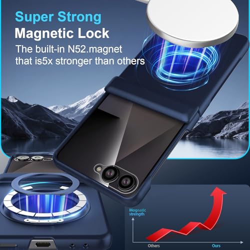 Magnetic Case for Samsung Galaxy Z Flip 7 Case, Compatible with Mag-Safe, Center Hinge Protection, 360° Rotating Finger Ring Holder with Built-in Screen Protector PC Material for Galaxy Z Flip 7 2025 by Eastcoo - Used condition - Image 8