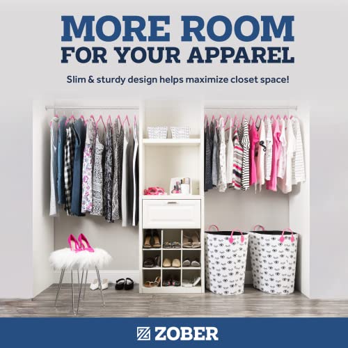 Image of Zober Velvet Hangers 50 Pack - Heavy Duty Pink Hangers for Coats, Pants & Dress Clothes - Non Slip Clothes Hanger Set - Space Saving Felt Hangers for Clothing