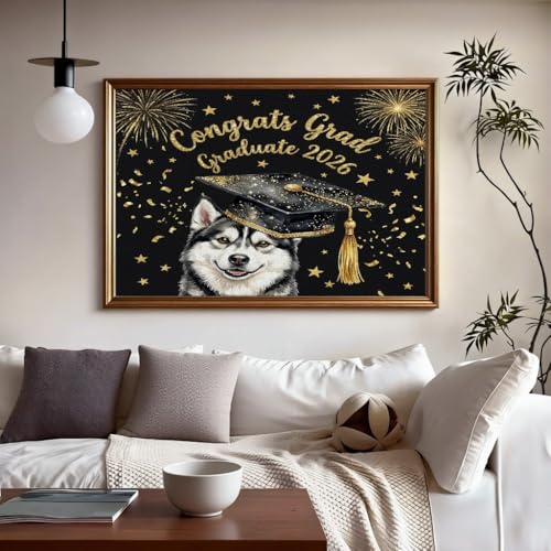 Rompecabezas de 1000 piezas para adultos de madera con diseño de perro Husky graduado de 2026 5