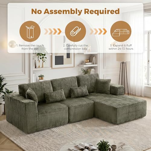 Image of 108 inch Boneless Couch for Living Room, L Shaped Modular Sectional Sofa