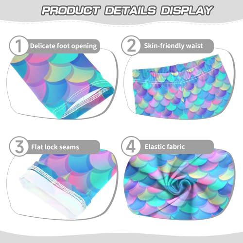 ALAZA Fantasy Mermaid Fish Scales Girls' Leggings Ankle Length Toddler Kids Basic Full Length Tights Yoga Pants3