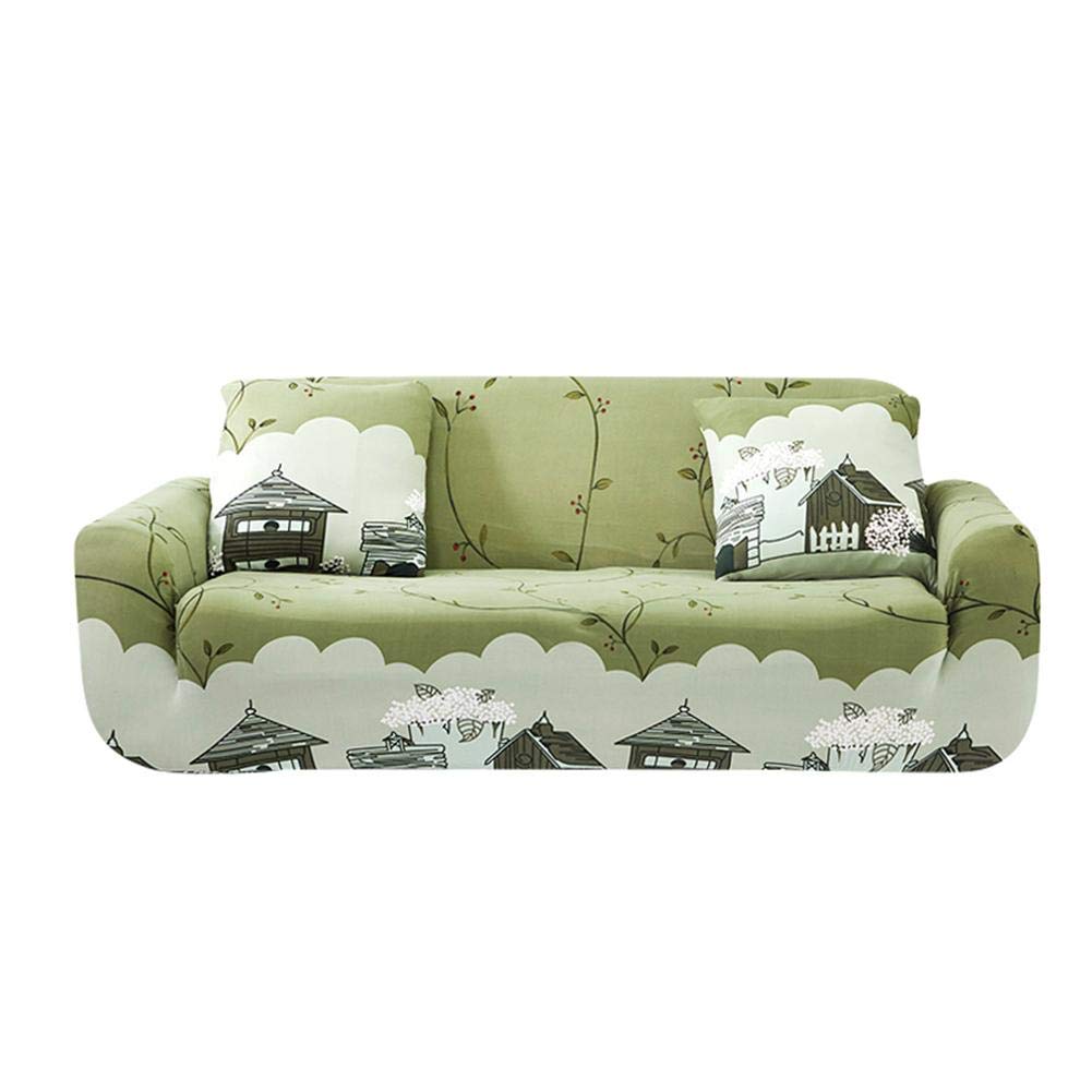 Gowind6 Sofa Slipcover Stretch Fabric Village Countryside Pattern Elastic Chair Couch Settee Sofa Covers 1-Piece Pet Dog Protector(1 Seater)
