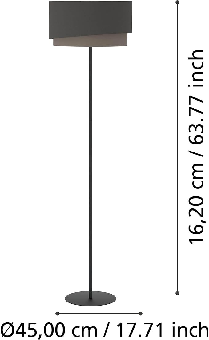 Eglo EGLO Vloerlamp Manderline, edele woonkamerlamp, staande lamp van metaal in geborsteld messing, met textielkap in mokka en cappuccino, staande lamp met photo 3