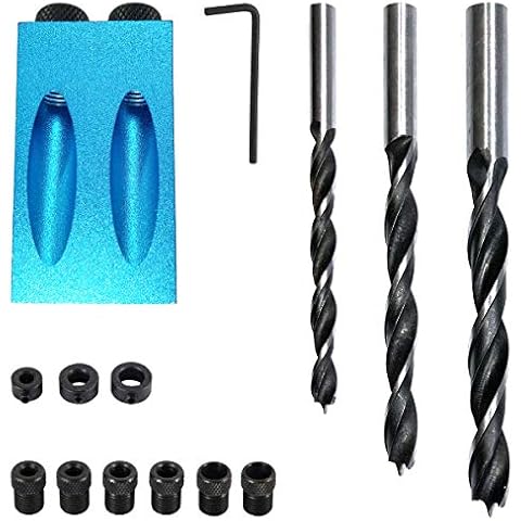15 Degree Pocket Hole Screw Jig Woodworking Angle Drilling Guide Angle Tool Kit 6/8/10mm Holes (Blue) Cover